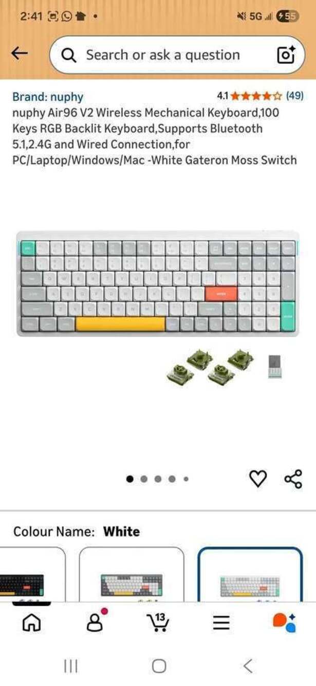 nuphy Air96 V2 Wireless Mechanical Keyboard,100 Keys RGB Backlit Keyboard,Suppor